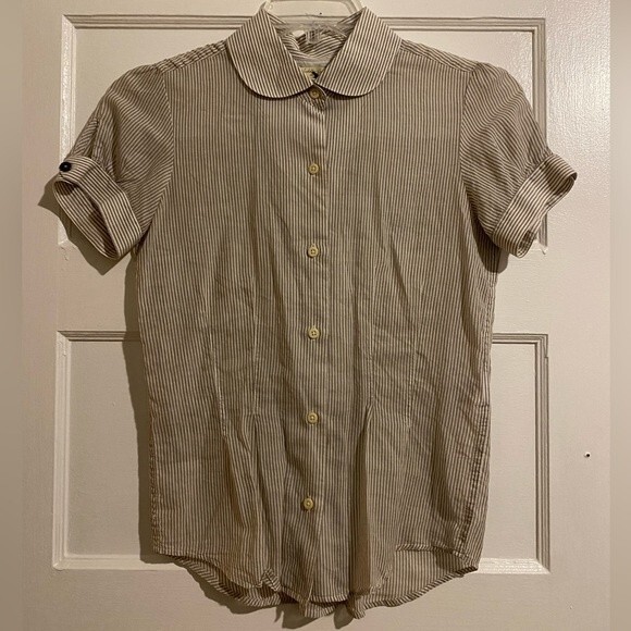 NWOT Isabella Sinclair Lined Cotton Short Sleeve Collared Button-up Shirt - Picture 1 of 14